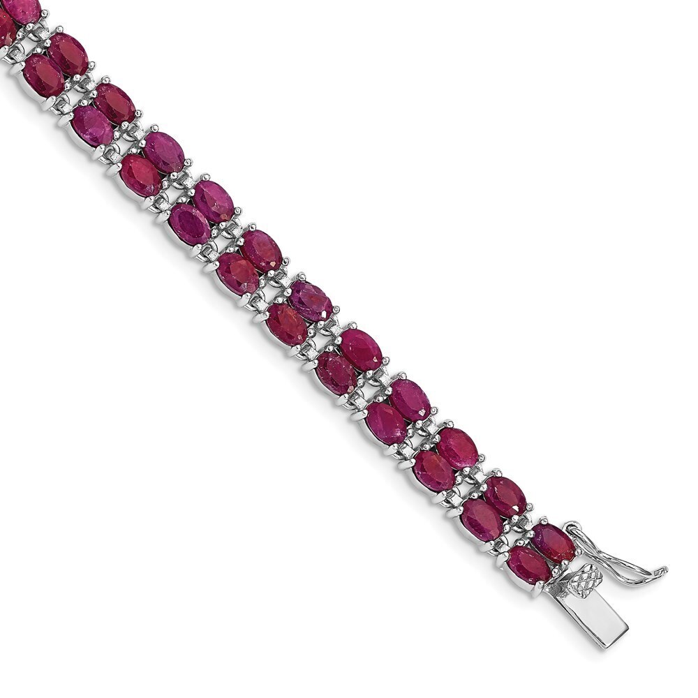 Kazi Luxury Sterling Silver Rhodium-plated Ruby Bracelet